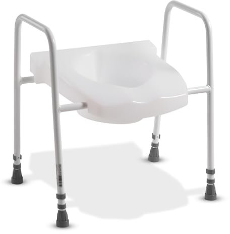 Millercare Toilet Seat and Frame - Comfortable & Secure Support for Seniors - Lightweight & Portable Design - Adjustable Height & Non-Slip Ferrules - Perfect for Elderly & Hip Surgery Recovery