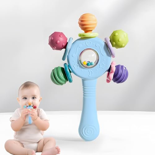 Baby rassel beissring Montessori Sensory Toys for 0-6 6-12 Months BPA-Free Teething and Grasping Toy Früherziehungs Neugeborene Säugling Lernen Entwicklung Spielzeug Geschenke