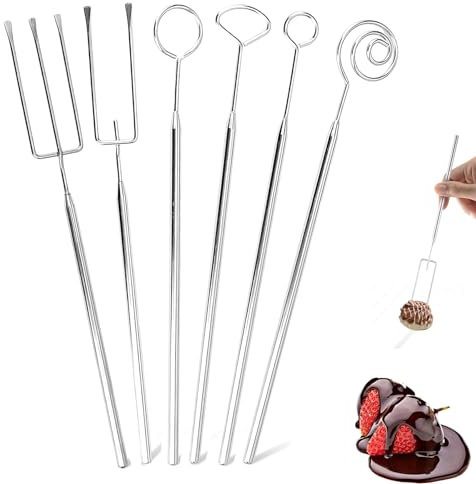 HAFRILY Forchetta per cioccolatini, in acciaio inox, per cioccolatini, cioccolatini, set di forchette per formaggi, fonduta e cioccolatini fai da te, accessori per cioccolato, tartufo, caramelle (6