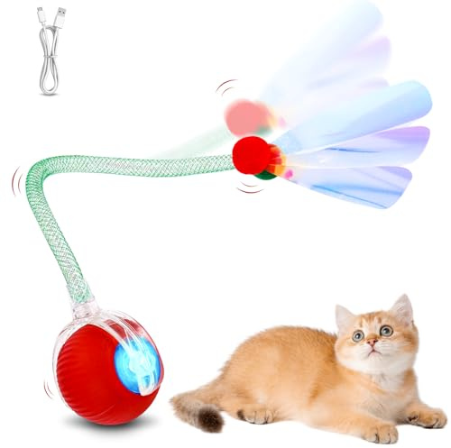FAOKZE Juguetes para Gatos, Juguetes interactivos para Gatos, Pelota Viva para Gato con USB, Juguete Inteligente para Gatos con Bola eléctrica para Evitar obstáculos, Juguetes Gato