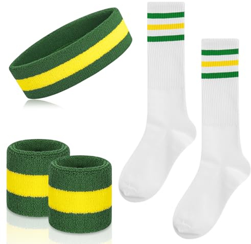 Flintronic Muñequera Set, Muñequeras Gym y Calentadores Piernas para Mujeres Hombres Accesorios, Movimiento Verde y Amarillo