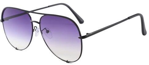 Long Keeper Occhiali da Sole Pilota Classici Anni 70 Vintage Occhiali da Sole Doppio Ponte Pilota para Uomo Donna Stile Retrò Occhiali da Guida UV400 (Montatura Nero - Lenti Grigio Sfumato)