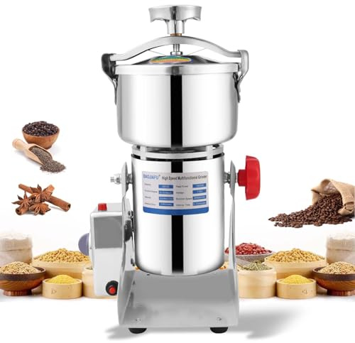 BAOJIAFU 800g Electric Grain Mill 36000r/min High-speed Grain Mill 1800W Superfine Powder Grinder Dry Grinder Machine 270° swingable Dry Material Grinding Machine 304 Stainless Steel herb grinder
