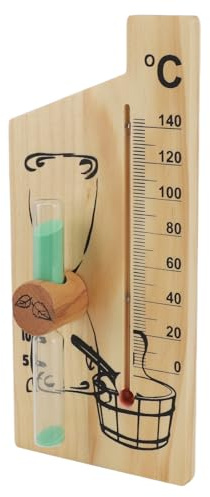 Aramox Termómetro de Sauna, Reloj de, Medidor de Temperatura de Sauna de Madera de Pino, Temporizador de, Montaje en Pared de 15 Minutos, 32 a 284 Fahrenheit, Lectura en Tiempo Real para Usuarios de