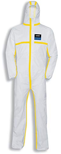Uvex 3B Chem Light Chemikalien-Schutzanzug - Weiß-Gelber Einweg-Overall - Flüssigkeitsdicht XXXL