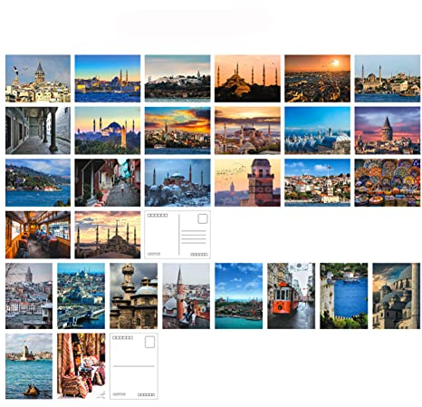 30 Stück 1 Set Weltberühmte Stadt Sehenswürdigkeiten Landschaft Postkarten Geschenk Blanko Postkarten (Istanbul)