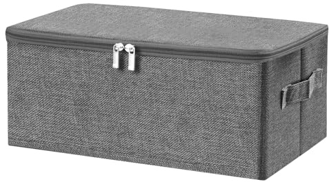ANMINY Fabric Storage Bins with Zipper Lids, 15x10x6, Gray, 1 PCS