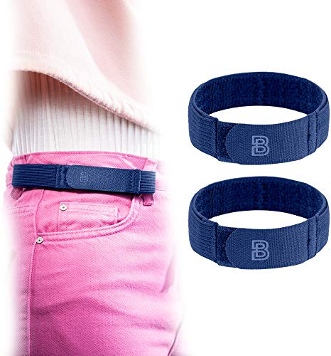 BeltBro Women's Blue 2-Medium No Buckle Elastic Belt — Fits 1 Inch Belt Loops, Comfortable and Easy To Use