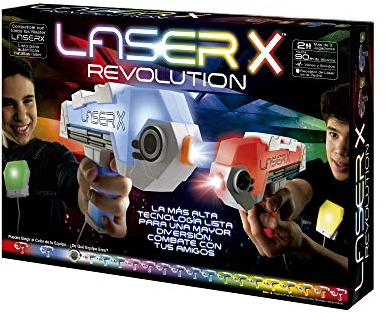 Bizak Laser X Revolution Double Blaster – Pistola Laser Largo Alcance, con Recarga rápida y Chalecos, Regalo para niños y niñas a Partir de 6 años (62948046)