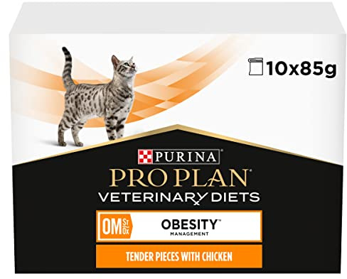 PRO PLAN VETERINARY DIETS OM Obesity Chicken Wet Cat Food 10x85g (Pack of 4)