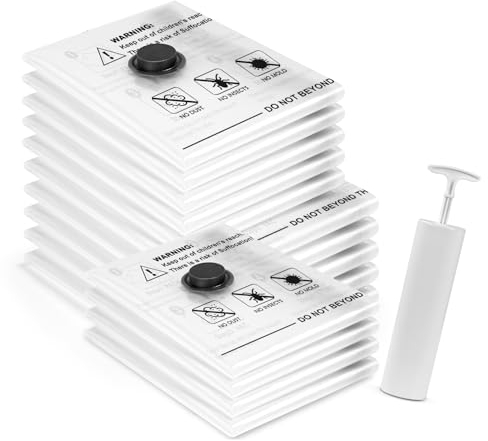 Accenter Vakuumbeutel für Kleidung 14er Set Vakuumierbeutel Kleidung schützt vor Staub und Feuchtigkeit Vacuum Bags for Clothing spart bis zu 80% Platz Vakuumbeutel Groß