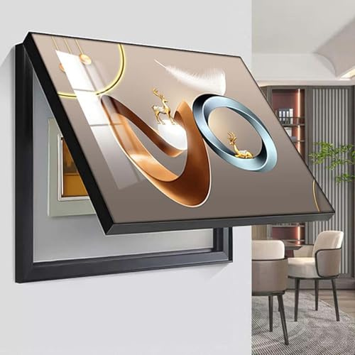 Genérico Cuadro Electrico Decorativos Contador Caja Medidor Eléctrico Desmontable Cuadro de Distribución Caja Fuerte Interruptor Pintura Colgante Decoración Ocultar Pinturas,E,60x50cm