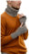 Prettystern Rippstrick Herren Damen Kaschmir Loop-Schal Cashmere Rollkragen Schlauch-Tuch Handschuhe Handstulpe Set Mittelgrau