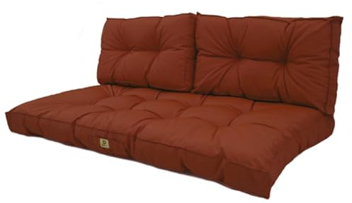 deco arts Coussins pour Salon de Jardin - Coussins extérieur - 100x50 cm - Coussin de Remplacement pour Fauteuil, Banc & Chaise d'extérieur - Imperméable, Confortable & capitonné - Terracotta