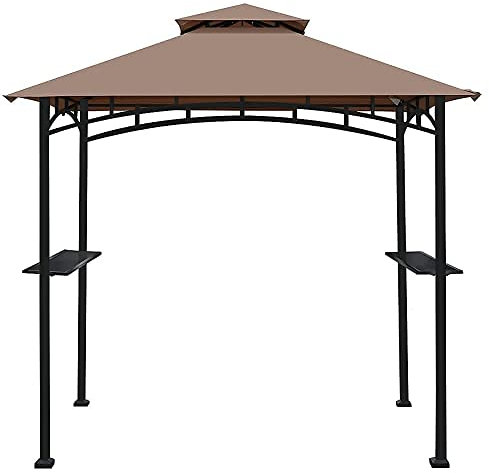 Tonnelle de jardin imperméable de 3 x 3 m - Double niveau - Abri pour barbecue et terrasse - Marron - Parfait pour les fêtes dans le jardin et les événements en extérieur