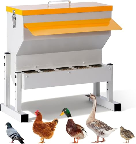 Comedero Automático de Gallinas de Metal de 16 L con Patas, Colgante, Firme