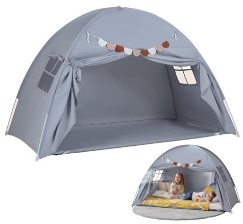Tienda de campaña para niños en interiores, tienda de campaña para niños pequeños en interiores, casa de juegos transpirable con fácil instalación de 2 pasos, tipi gris para habitación, juegos y dorm
