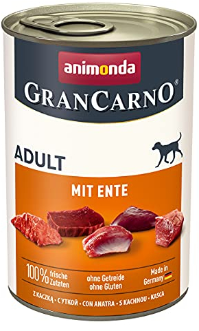 animonda GranCarno Hunde Nassfutter mit Ente (6 x 400g), getreidefreies Hundenassfutter ohne Zucker, für ausgewachsene Hunde, mit frischen fleischigen Zutaten