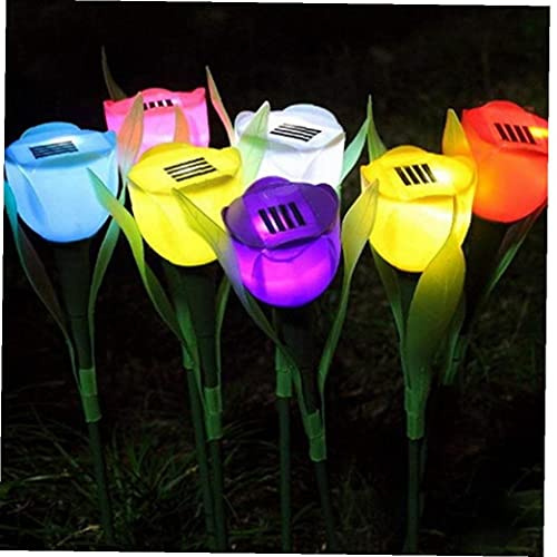 TOSSPER Outdoor Giardino Solare del LED Luce Alimentata Solare del Tulipano Casa del Prato Inglese della Lampada di Notte della Lampada LED di Paesaggio di Fiori (Colore Casuale)