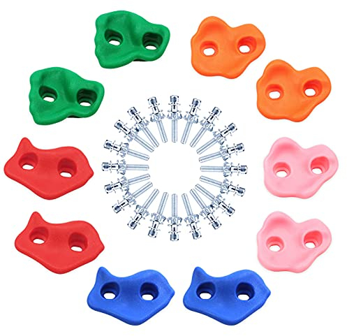 Kinder Klettergriffe Klettersteine 10PCS Kletterwand Kinder Outdoor Climbing Handles Klettergriffe Set Kinder Klettergriffe Holz Kletterwand Bouldersteine KlettergerüSt für Kinder Kletterwand