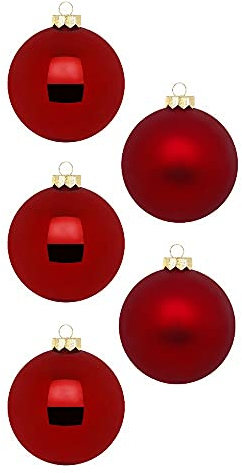 Inge Glas Weihnachtskugeln | Schöne Christbaumkugeln aus Glas | 20 Kugeln in Karton-Box | Christbaumschmuck Weihnachtsbaumschmuck Weihnachtsbaumkugeln (Chianti | dunkelrot Glanz/matt)