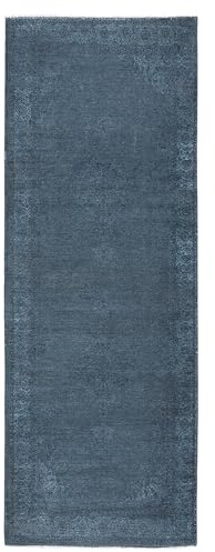 Kelim Vintage Teppich Wohnzimmer Blau 80 X 290 cm - Moderner Kurzflor Teppich - Super Soft