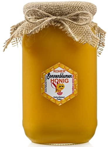 Natural Food - Roher Honig - Direkt vom Imker - Roh Natürlich - Ungefiltert - Nicht Geschleudert oder Erhitzt - Geschenkidee - 22 KG - 20 x 1,1 kg - Sonnenblumenhonig