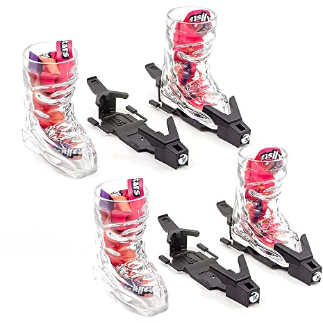 Herzeug 4 bicchieri a forma di sci con attacco e cordino. L'attrazione assoluta per ogni festa ApresSki. Perfetto come regalo di compleanno o semplicemente perché! (4 bicchieri, con cordino)