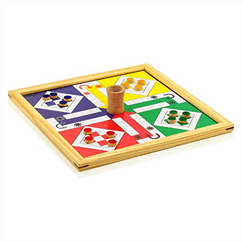 Pine Wood Wooden Handmade Handcrafted 2 in 1 Ludo Magnetic Snakes and Ladders Travel Board Game Full Adults & Family Fun Game