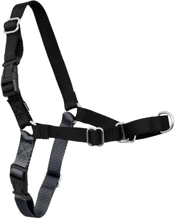 PetSafe Easy Walk Harness for Dogs - Pull-Free Walks - Patented Martingale Loop Design - Front Chest Leash Attachment - Comfort Straps - Breathable Harness Design - Medium, Charcoal/Black