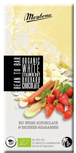 Meybona Bio Weiße Schokolade Erdbeer-Rhabarber 35% Kakao ~ 100g