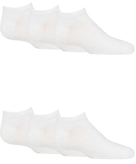 SockShop Kids Bamboo Trainer Socks - Boys & Girls, Plain, Soft & Breathable with Smooth Toe Seams 6 Pair Multipack Ages 1-14 Years White 12.5-3.5 (8-12 Years)
