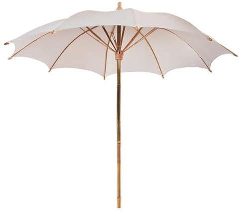 220cm Ombrellone da Esterno per Interni in bambù Resistente Raggi UV con 10 Bracci, per Terrazza Balcone Spiaggia Piscina Ristorante Ombrellone