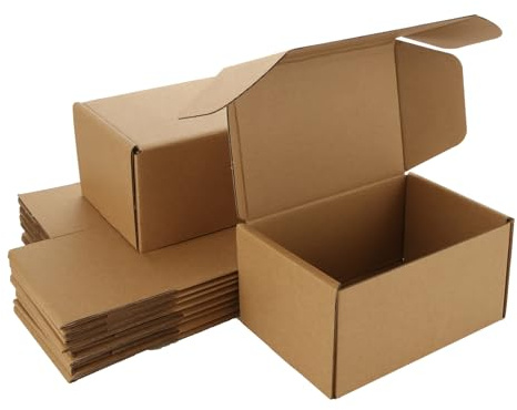 VIDETOL 30 Pack Shipping Boxes, 6x4x3 inches Small Cardboard Gift Boxes, Corrugated Cardboard Postal Boxes for Packing, Brown