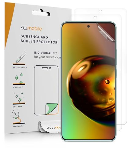 kwmobile Skärmskydd kompatibla med Xiaomi Redmi Note 14 5G skärmskydd – 3 x ultraklart genomskinliga telefonfilmer