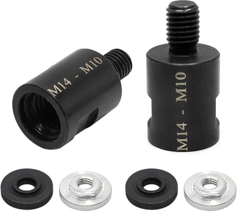 Aoyswuz 2 Pcs Thread Converter M14-M10 Alloy Steel Grinding Machine Converter Extension Rod with 4 Lock nut for M14 Interface Conversion M10 Interface