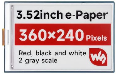 TUOPUONE 8,9 cm E-Paper-Display (B) E-Ink-Display mit Treiberplatine, 360 x 240, Rot/Schwarz/Weiß, SPI-Schnittstelle