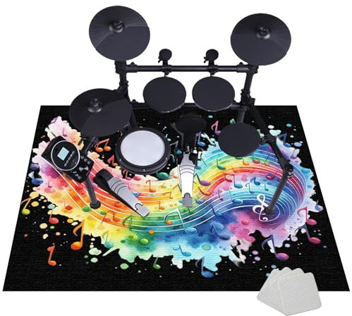 160 x 140 cm Drum Rug Schlagzeug Teppich | Schallschutz Teppichmatte | Quadratische Schallschutzdecke für E Drum | Rutschfeste Trommel Teppiche für Akustik Schlagzeug Drum Kits Bass Drum Snare