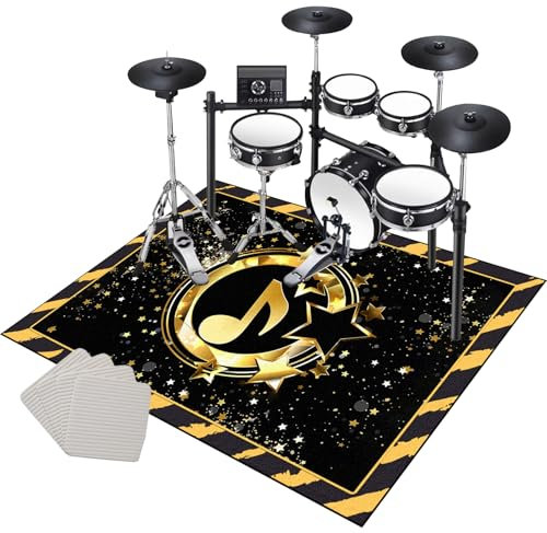 Drum Teppich Schlagzeug Teppich Schallschutz Teppich Schallschutzmatte rutschfeste Trommel Teppiche Schallschutzdecke für Bass Drum Snare, rutschfest Schalldicht Schlagzeugteppich 140 x 100 cm