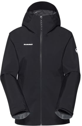 Mammut Linard Light Hardshell Hooded Jacket Women – Waterproof & Lightweight Hiking Jacket, Black, Large