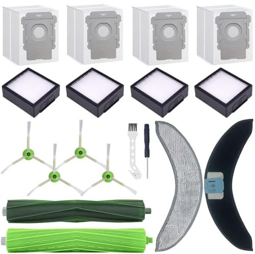 Chrostion (17 Pack) Accessories Kit for iRobot Roomba Combo 10 max,Combo j9+,Combo j7+/Plus Vacuum (Only Combo series),1Main Brush+2Mop Pads+4Filters &Side Brushes &Dust Bags
