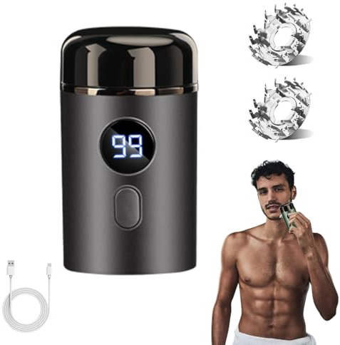 Rasierer, Tondeuse Partie Intime Homme, Mini Rasoir Electrique Homme, Utilisation Humide Et Sèche, Avec Affichage LED, Pour Hommes Et Femmes (Gris)