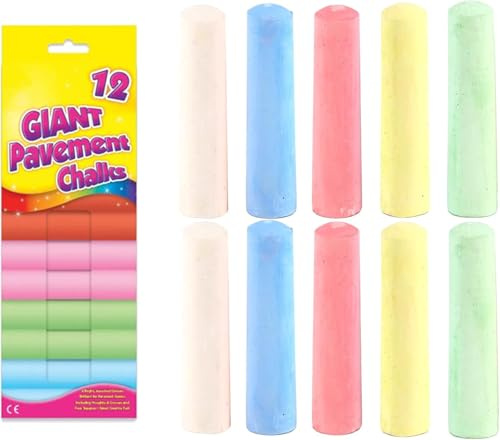 D.A.Y. Republic 12 Piece Chunky Jumbo Chalk Sticks - Large Colored Sidewalk Playground Pavement Blackboard Kids Art Chalkboard Sticks