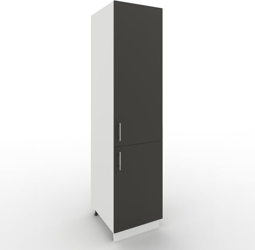 JD Greta Adjustable Kitchen Tall Larder Unit - 500mm - Tall Cabinet with Doors - Dark Grey Matt