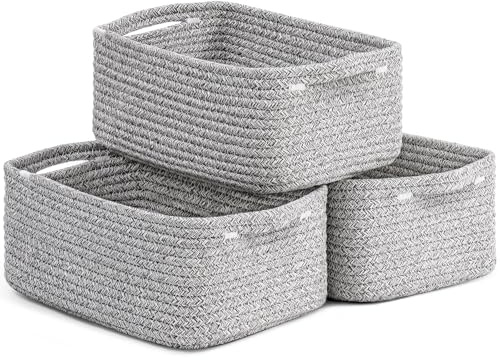 TIMEYARD 3er Set Aufbewahrungskorb Regalkorb Geflochten 28x18x11cm Grau