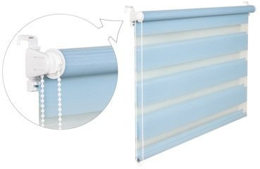 DOPPELROLLO DUOROLLO 75 CM BREIT 200 CM LANG Hellblau INKL. SEILZUG FENSTERROLLO KLEMMROLLO JALOUSIE