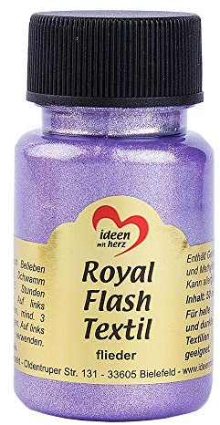 Ideen mit Herz Royal Flash Textil, Glitzer-Metallic-Farbe | hochdeckend, cremige Textilfarbe auf Wasserbasis | für helle und dunkle Textilien | 50 ml (Flieder)