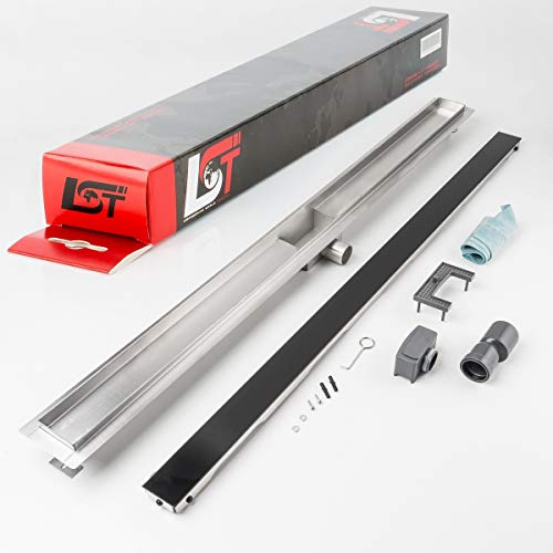 LST Duschrinne schwarz 1200 x 70 mm höhenverstellbar Bodenablauf Duschrost