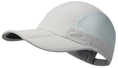 GADIEMKENSD Men Outdoor Hat Reflective Folding Running Sport Hats Summer Cool UPF 50 Sun Unstructured Baseball Caps for Men Women Breathable Light Quick Dry Travel Golf Hat Light Gray