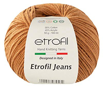 5 Ball (Skeins) Etrofil Jeans Yarn, 55% Cotton 45% Acrylic, 50 g (1.76 oz), 160 m (174 yds), Yarn Weight: 2 : Fine-Sport, 59